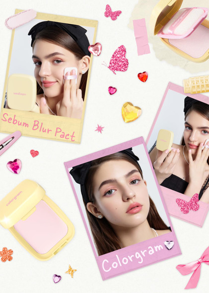 Colorgram Sebum Retouching Blur Pact PorelessLooking Pressed Setting Face Powder For Normal Gram Sebum Retouching Blur