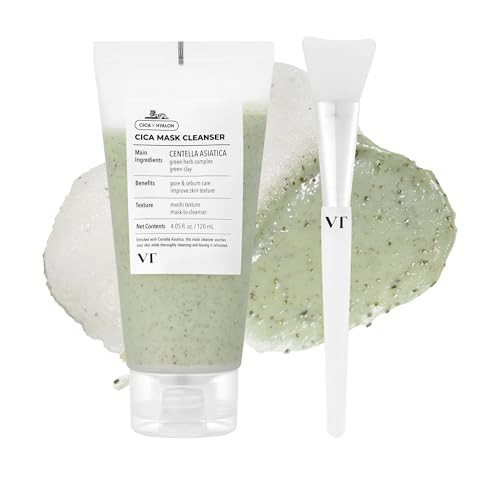 Vt Cosmetics Cica Mask Cleanser With Brush 2In1 Facial Wash NonDrying Clay Mask 4.05 Fl. Oz