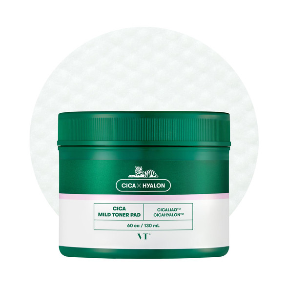 Vt Cosmetics Cica Mild Toner Pad Exfoliating Hydrating Soothing Ph Balancing With Bha 60 Pads
