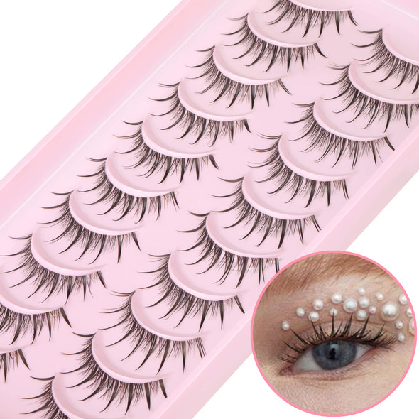Geeneiya Manga Lashes Natural Look Anime False Eyelashes Individual Wispy Korean Makeup