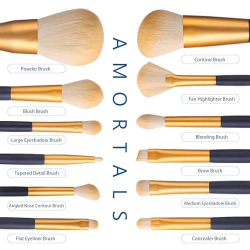 Uniqus Amortals Professional Makeup Brush Set With Holder Storage Bucket Premium Synthetic 12Pc