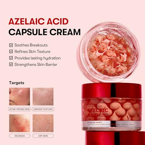 Vt Cosmetics Azelaic Acid Care Capsule Cream Facial Moisturizer For BlemishProne and RednessProne