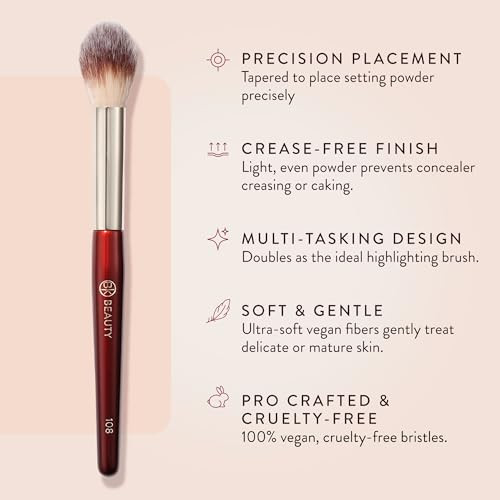 Bk Beauty 108 Precision Powder Makeup Brush ProDesigned Tapered Brush For Precise UnderEye