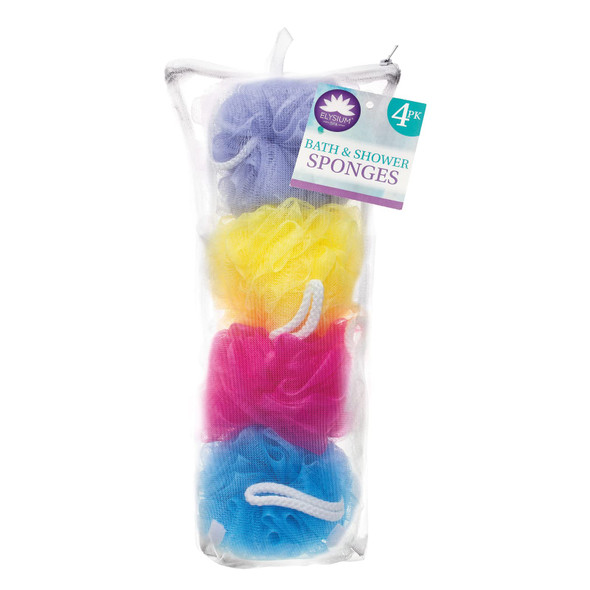 Elysium Spa Pack 4 Mesh Exfoliating Bath and Shower Body Puff s
