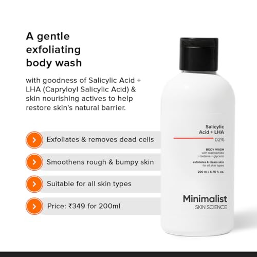 Minimalist Body Wash For Men and Women 2% Salicylic Acid + Lha 6.76 Fl Oz
