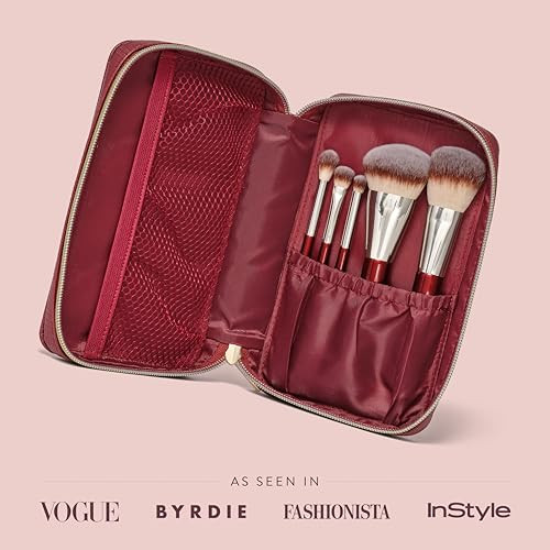 Bk Beauty Travel Brush Set With Pouch Vegan CrueltyFree Brushes For Face and 5Piece