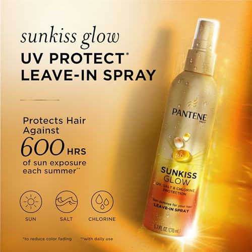 Pantene Sunkiss Glow Multitasking Spray Uv Hair Protection Repairs Damage LeaveIn Conditioning 5.7 Oz