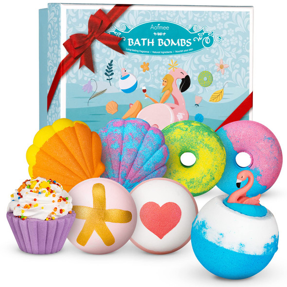 Aofmee Bath Bombs Bubble Bath Bomb For Girls Handmade Fizzies Bathbombs For 6Pcs
