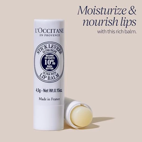 LOccitane 10% Organic Shea Butter Ultra Rich Lip Balm Stick Moisturizes Nourishes