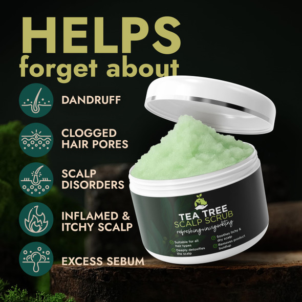 Terramed Just Think Comfort Tea Tree Scalp Scrub Itchy and Dry Scalp Care With Tea