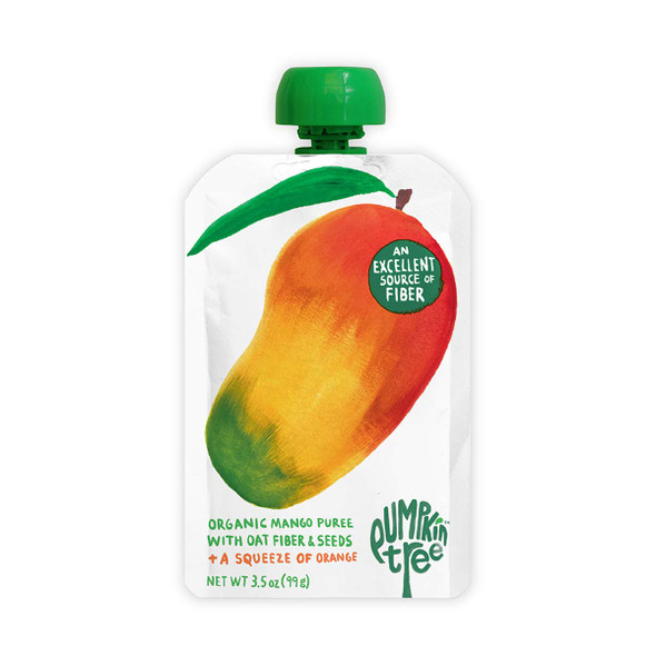Pumpkin Tree Organics Fruit Snack Pouch Pear + Fiber + A Squeeze Of 3.5 Ounce Pack Of 10