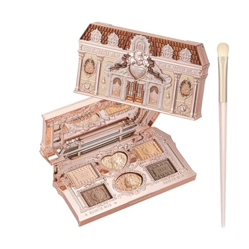 Flower Knows The Sweetie Bear Collection 6Color Makeup Palette 01 Buttery Croissant+Eyeshadow Brush Makeup Palette