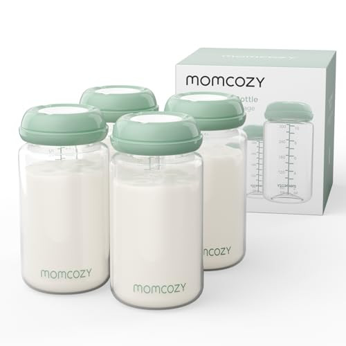 Momcozy Natural Baby Bottle WideNeck Bpa Breast Milk Container Storage Collection 11 Oz 4 Pcs