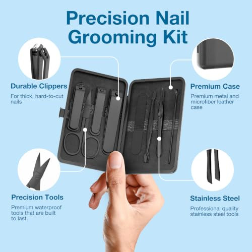 Ofidus Precision Men S Nail Grooming Travel Kit Stainless Steel Manicure Set 8 Pieces