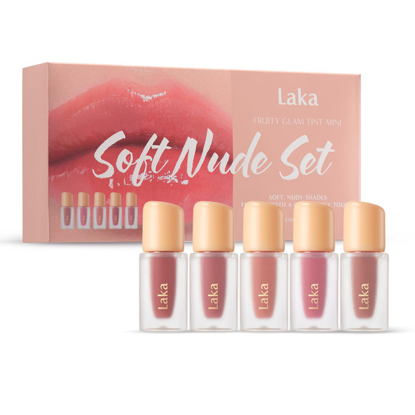 Laka Light Fruity Glam Tint Mini Set /0.07Oz5Ea Set For Women Nonsticky Vegan Kbeauty Sof 1.9G
