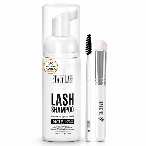 Stacy Lash / Eyelash Extension Shampoo + Brush/Korean Makeup Remover/Eyelid Foaming Cleanser/Wash For 6.76 Fl.Oz