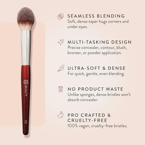 Bk Beauty 110 Large Concealer Brush Dense Tapered UnderEye Concealer Brush For Quick