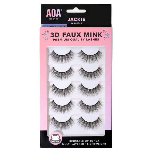 Aoa Studio 3D False Eyelash 5 Pairs Natural Handmade Eyelashes Natural Volume Reusable
