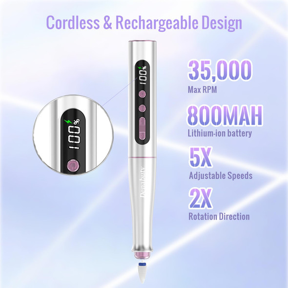 Denabuty Cordless Electric Nail Drill Machine 13 In 1 Nail File Kit