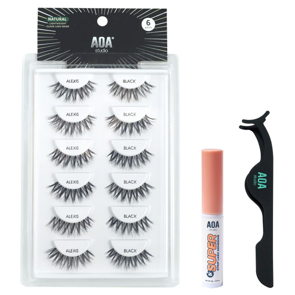 Aoa Studio 6 Pairs Alexis Natural Handmade False Eyelashes With Glue And Tweezer