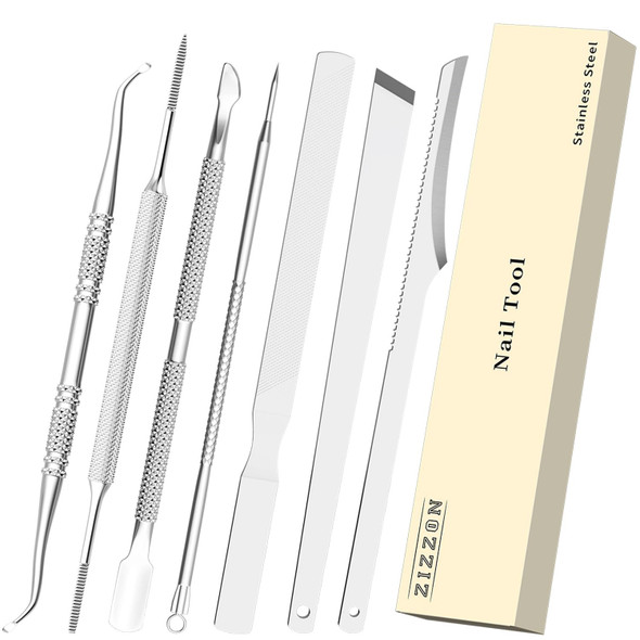 Zizzon Ingrown Toenail File And Lifters Set Stainless Steel Ingrown Toenail Removal 7 Pcs