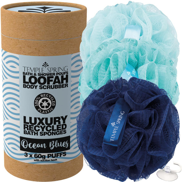 Temple Spring Soft Mesh Shower Loofah 3Pack Each Gentle Exfoliating ber 60G 3Pack