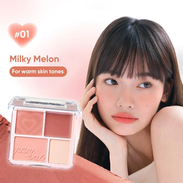 Judydoll 2 In 1 Blush Highlighter PaletteBlush Cream and Glowy BlushBuildable Color For Cheeks Cute Makeup Ligh