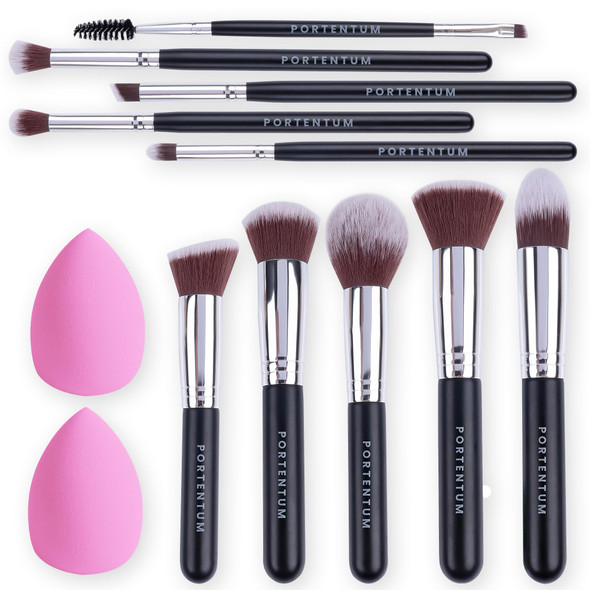Portentum Make Up Brushes Makeup Kit Premium Synthetic Kabuki Foundation Face Powder 12Pcs