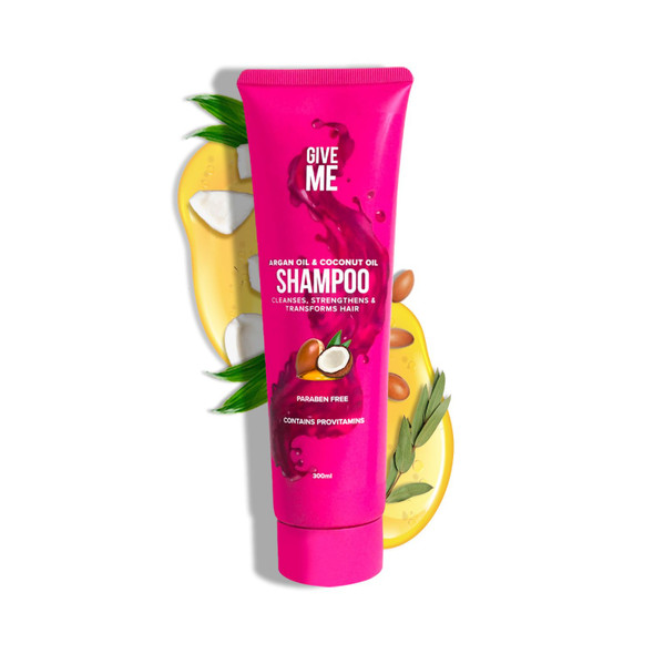 Give Me Cosmetics Shampoo Cleanses Nourishes and  Strengthens Reducing Hair Loss and Brittleness with Argan Coconut and Macadamia Oil plus Betaine Provitamins B5 Paraben Free