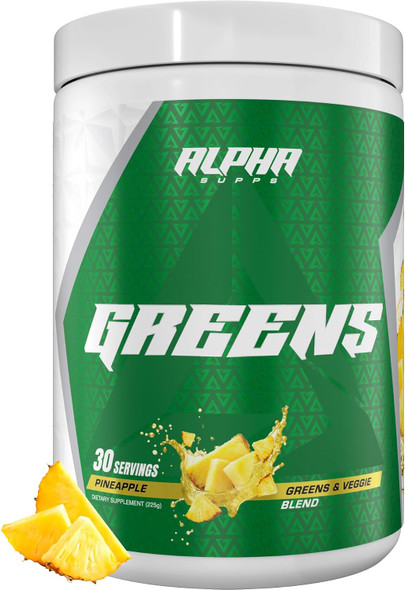 Alpha Supps - Alpha Greens Supplement | Fruit & Vegetable Superfood Powder | Over 40 Natural Plant Based Ingredients | Prebiotic & Probiotic Digestive Support Blend - 30 Servings