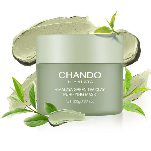CHANDO HIMALAYA Purifying Green Tea Mask Natural Facial Clay Mask Deep Pore Cleansing with Green Tea Extract and Portulaca Extract for Clogged Pores Detoxifies & Balance Oil