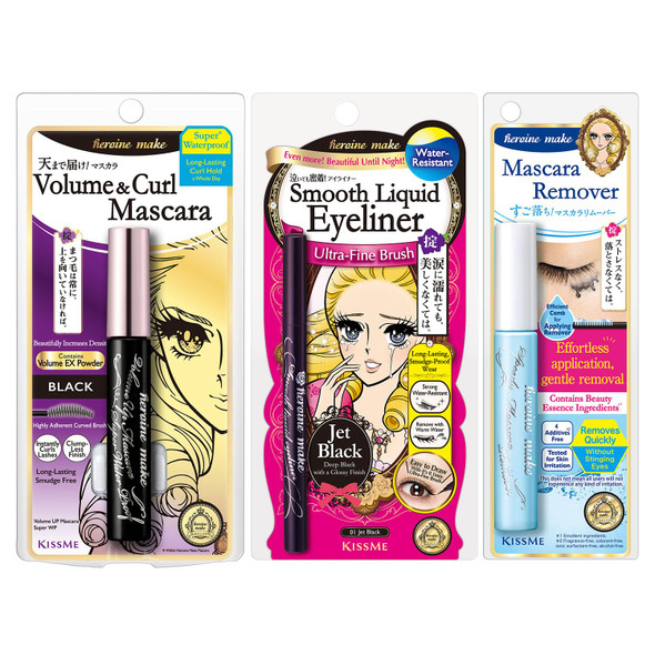 Heroine Make By Kissme Volume and Curl Mascara + Smooth Liquid Eyeliner +
