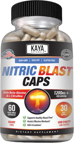 Kaya Naturals - Nitric Blast Potent All-Natural Herbal Supplement for Maximum Health Benefits | Pre-Workout | Increased Energy | Improved Nighttime Performance