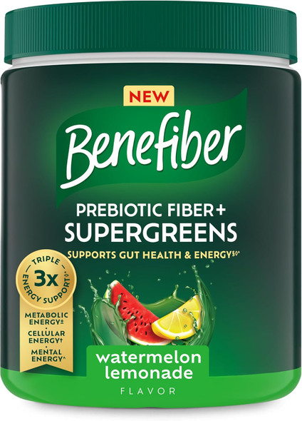 Benefiber Prebiotic Fiber Supergreens Watermelon Lemonade Flavor