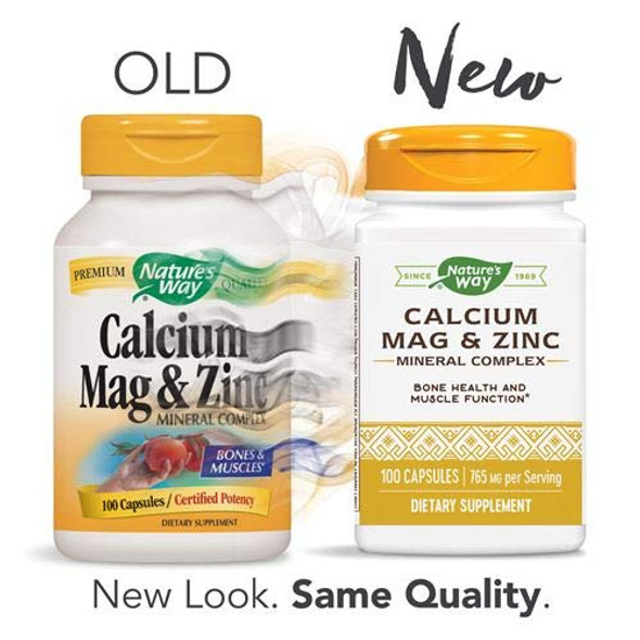 Nature's Way Calcium Magnesium Zinc 765 mg per serving Capsules, 100 Count