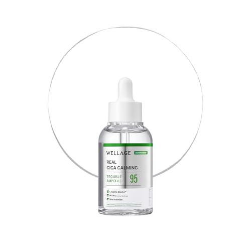 Wellage Real Cica Calming Trouble Ampoule Korean Skincare Soothing Serum Madecassoside Centella 1.69 Fl.Oz