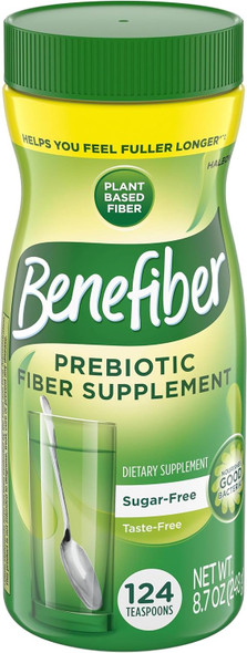 Benefiber Prebiotic Fiber Supplement Powder Unflavored 124 Teaspoons  Plant based Prebiotic Fiber Powder Sugar Free Dissolves Clear and Tasteless, GLP 1 Support for Digestive Health