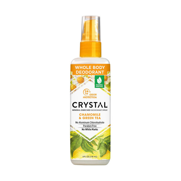 Crystal Deodorant Essence Spray 4 Ounce Chamomile/Green Tea (118ml) - Packaging May Vary