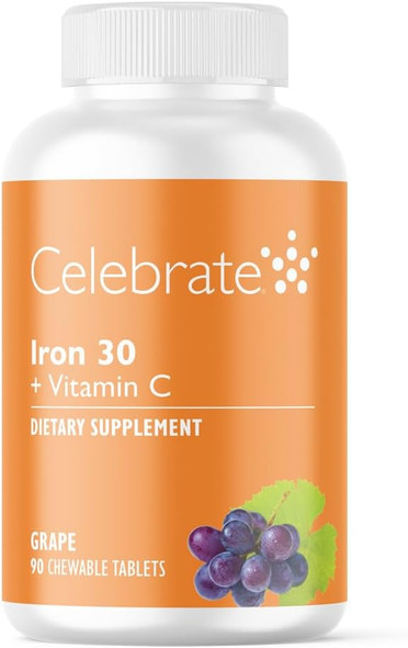 Celebrate Vitamins Bariatric Iron with Vitamin C, 30mg Iron, 90-Chews