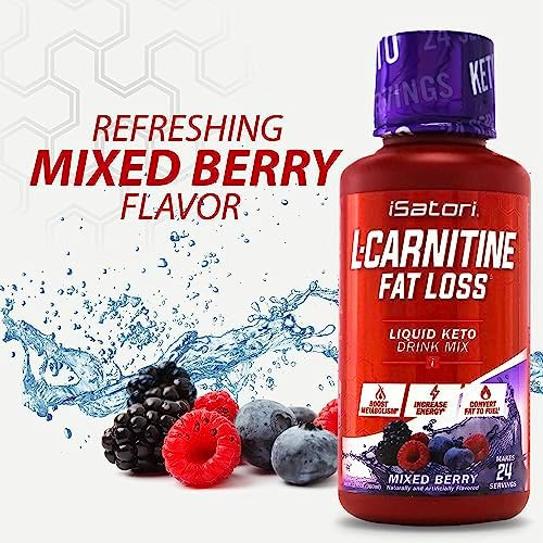 iSatori L-Carnitine 1500, Triple-Blend Liquid L Carnitine Supplement, with Acetyl & Tartrate, Stimulant Free Energy, Low Calories, Sugar or Gluten, Keto-Friendly, Mixed Berry Flavor (24 Servings)