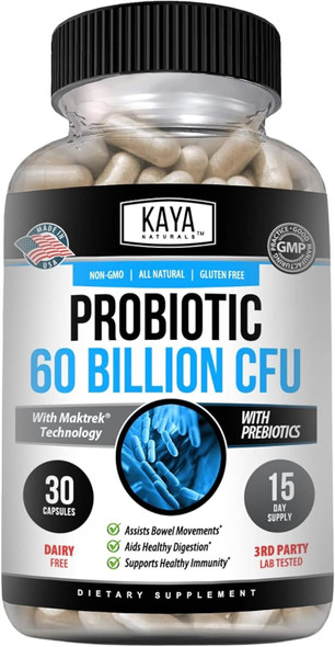 Kaya Naturals Probiotic  Billion CFU  Probiotics for Women Probiotics for Men and Adults Natural  Gut Health and  Immune Support Supplement  Provides Digestive Support
