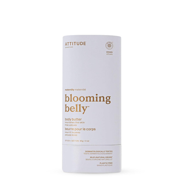 BIO SPECTRA ATTITUDE Plastic Free Body Butter Bar for Pregnant Dry and Stretched Skin EWG Verified Vegan and Cruelty free Maternity Products