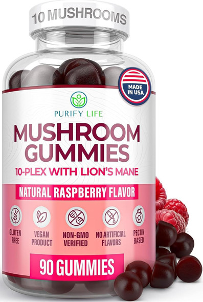 World's First Mushroom Gummies with Lions Mane Dried Woodear Mushrooms Immune Support and  Stress Relief Mushroom Supplement for Adults and Children 90 Chews 2500mg  serving