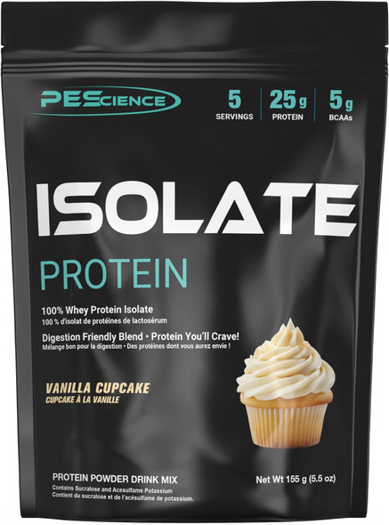 PEScience Isolate Whey Protein Powder, Vanilla Cupcake | 100% Whey Protein Isolate, Low Carb, Fast Absorbing Post Workout Shake, For Men and Women