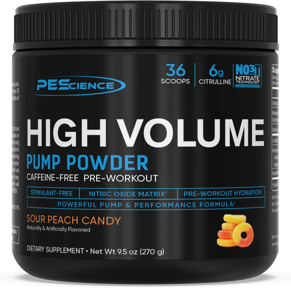 PEScience High Volume Stim-Free Pre-Workout Pump Powder, Raspberry Lemonade | Caffeine-Free, L-Citrulline & L-Arginine Nitrate, Non-Stim, 36 Scoops