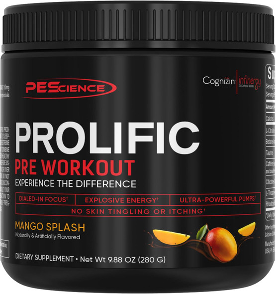 PEScience Prolific Pre-Workout Powder, 40 Scoops | L-Citrulline Nitric Oxide Booster, Energy Powder & Nootropic for Focus, Without Beta Alanine