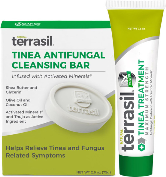 Terrasil Tinea Versicolor Treatment Cream  75g bar  Clinically Proven 1% Clotrimazole Antifungal Cream + Cleansing Bar  Treats Most Ringworm and  Fungal Infections