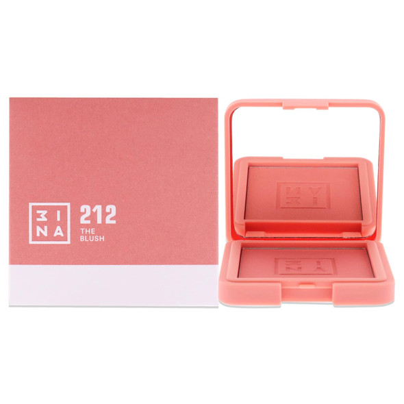 3INA The Blush - Natural Light Mineral Powder Blush for Cheeks - Pigmented and Long-Lasting Formula - Easy to Blend, Luminous Finish - 12 - Dark Pink - 0.26 oz