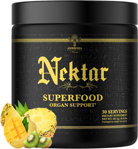 Ambrosia Superfood Organ & Cycle Support Powder | Liver & Kidney Support with Milk Thistle, Red Yeast Rice & CoQ10 | 13 Superfood Ingredients | 30 Servings