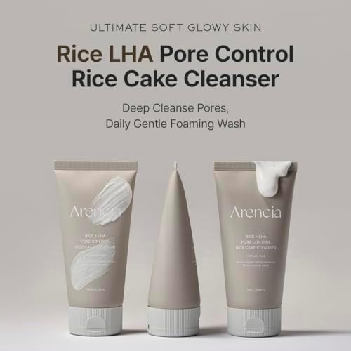 ARENCIA Rice + LHA Pore Control Rice Cake Cleanser with Salicylic Acid - Deep Cleansing, Gentel Exfoliation, All skin types, Korean Face Wash 150ml / 5.07 fl oz